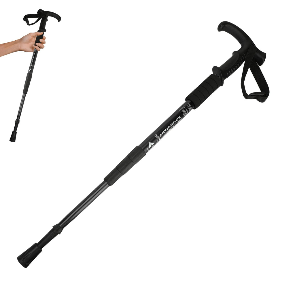 Hiking Trekking Pole Collapsible Telescopic with Adjustable Length and Ergonomic T-Handle - Image 1