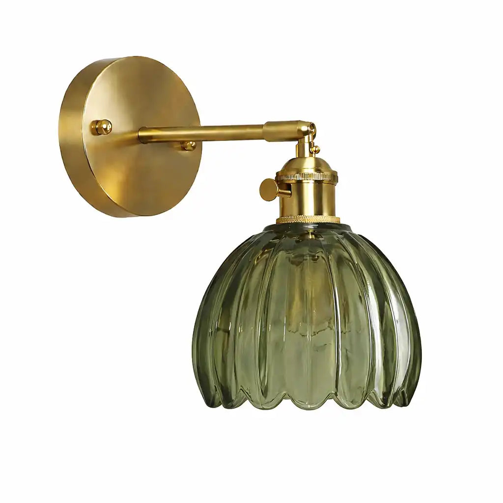 Aplique de pared con pantalla de vidrio en forma de tulipán e iluminación vintage para junto a la cama