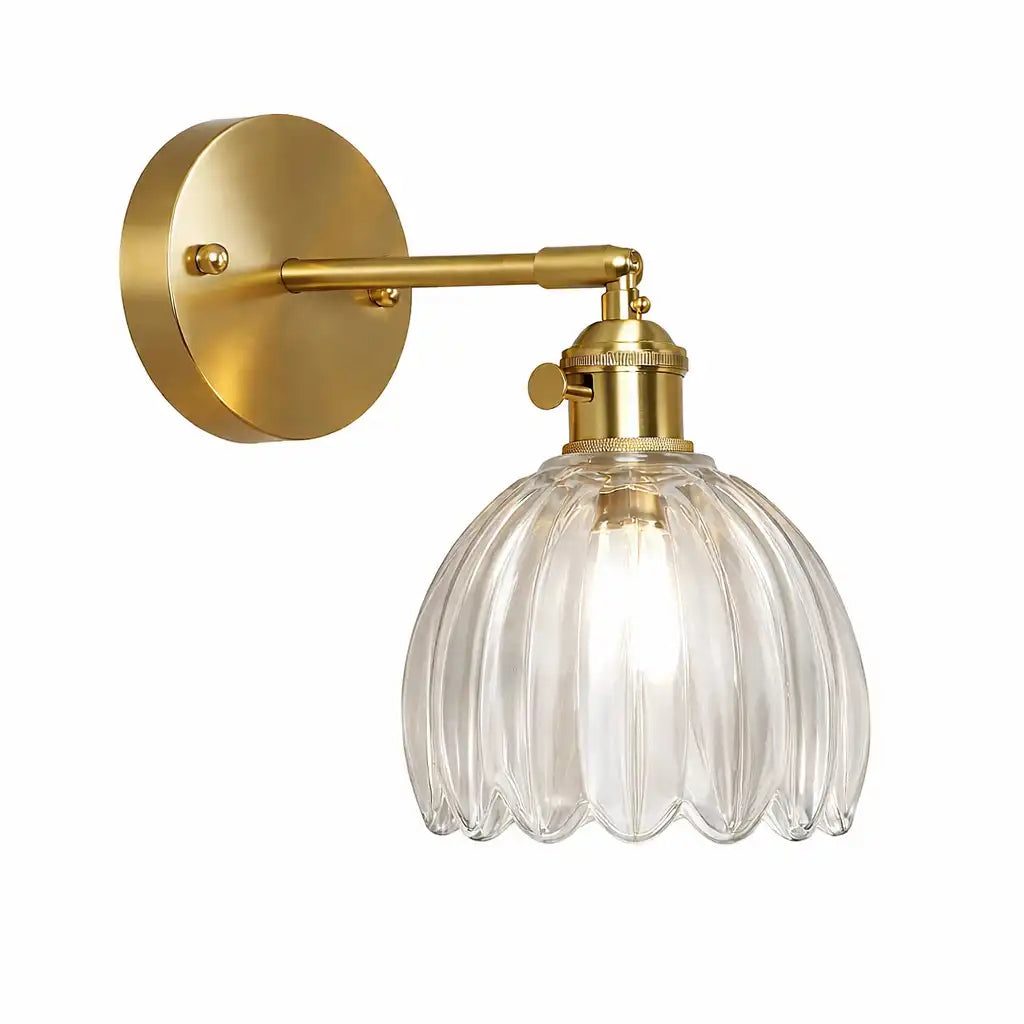 Aplique de pared con pantalla de vidrio en forma de tulipán e iluminación vintage para junto a la cama