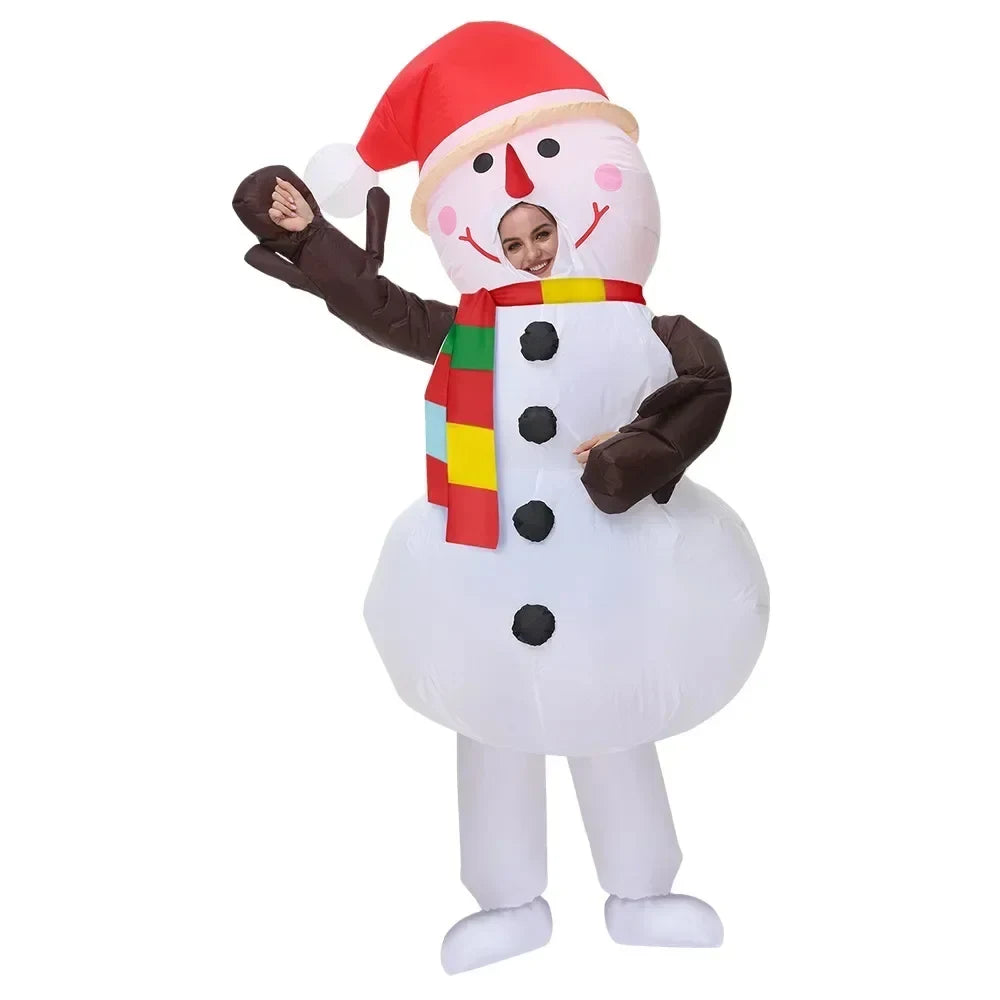 Inflatable Christmas Costume with Face Cutout and Elasticated Cuffs for Holiday Party - Image 1