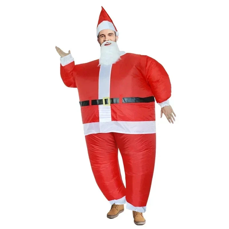 Inflatable Christmas Costume with Face Cutout and Elasticated Cuffs for Holiday Party - Image 3