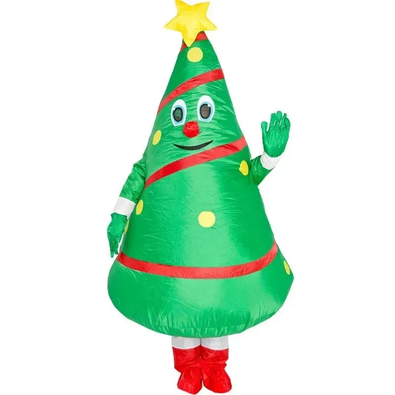 Inflatable Christmas Costume with Face Cutout and Elasticated Cuffs for Holiday Party - Image 5