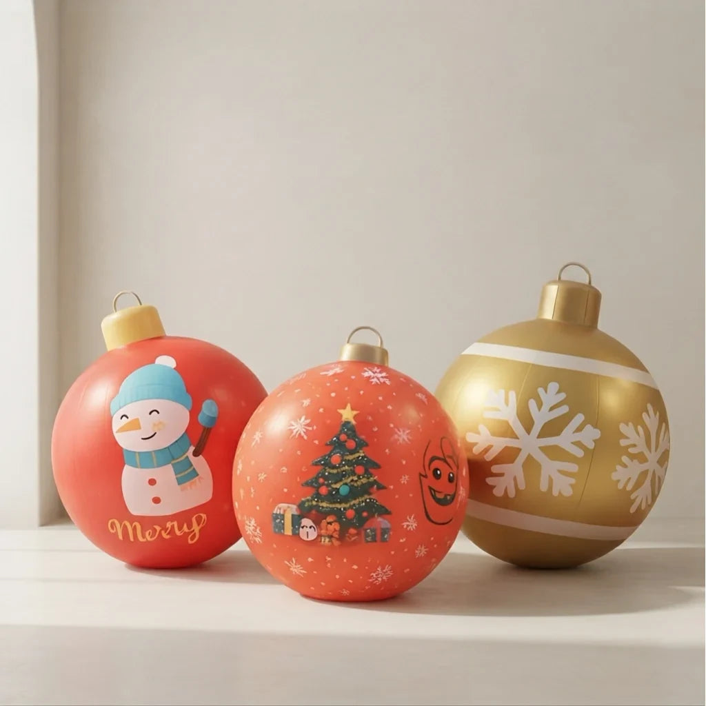 Inflatable Christmas Ornament Ball Giant Outdoor Decoration with PVC Construction - Image 1
