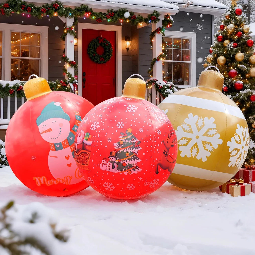 Inflatable Christmas Ornament Ball Giant Outdoor Decoration with PVC Construction - Image 2
