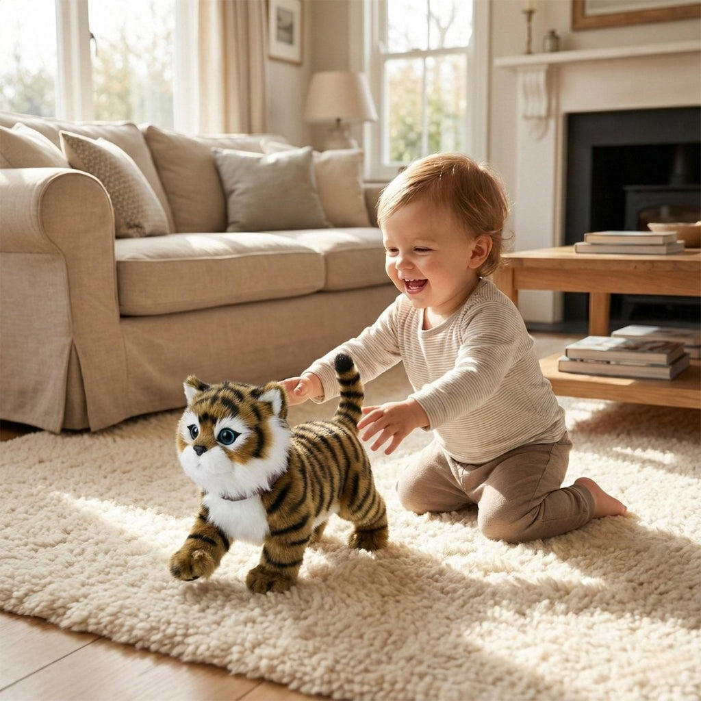 Interactive Pet Toy Tiger Cub with Walking Tail Wagging and Soft Plush Design - Image 4