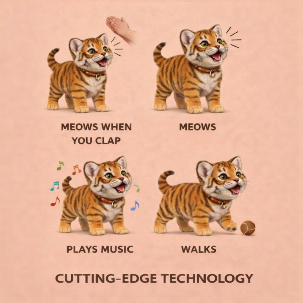 Interactive Pet Toy Tiger Cub with Walking Tail Wagging and Soft Plush Design - Image 7