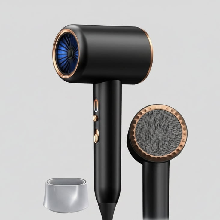 Ionic Hair Dryer with Concentrator Nozzle and LED Light Fast Drying - Image 4