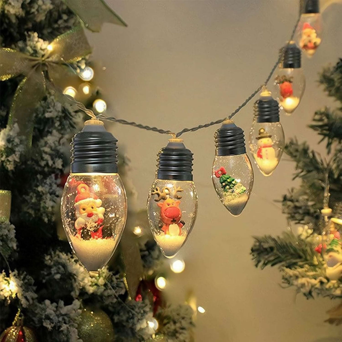 LED Christmas String Lights with Warm White Glow and Hanging Holiday Figurines - Image 10