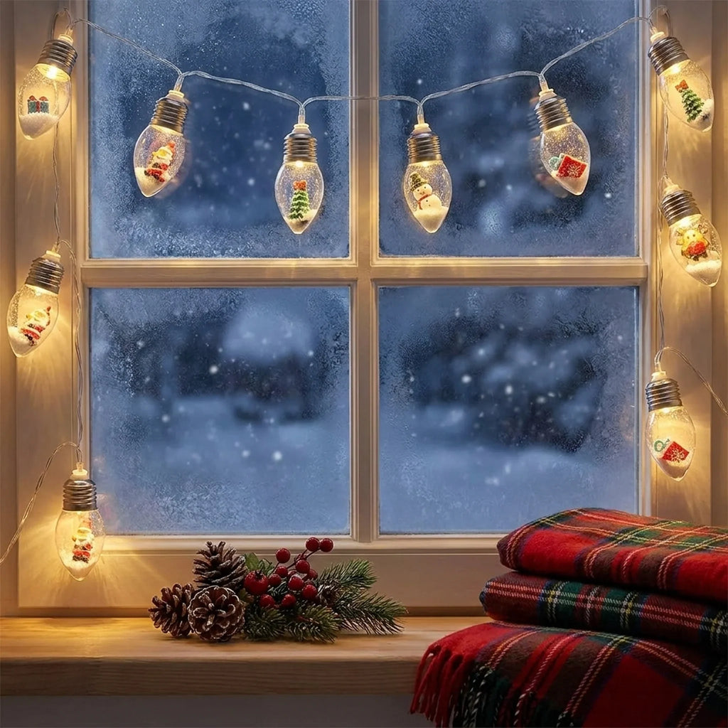 LED Christmas String Lights with Warm White Glow and Hanging Holiday Figurines - Image 3