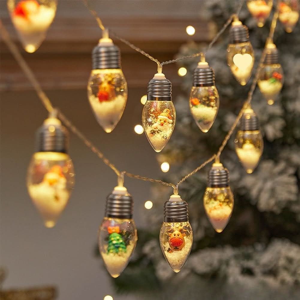 LED Christmas String Lights with Warm White Glow and Hanging Holiday Figurines - Image 5