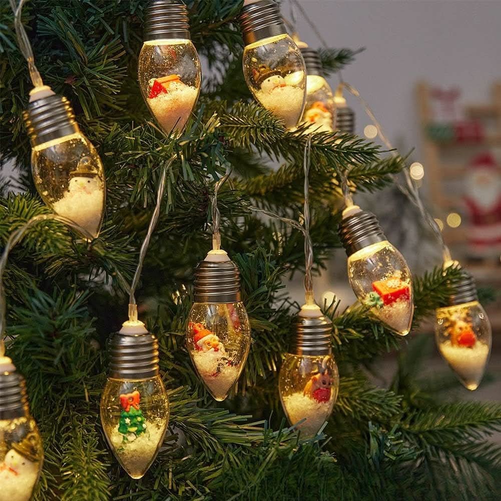 LED Christmas String Lights with Warm White Glow and Hanging Holiday Figurines - Image 7