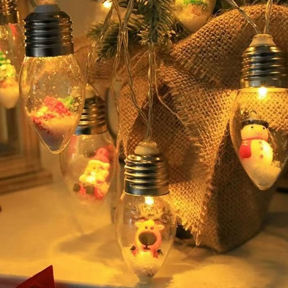 LED Christmas String Lights with Warm White Glow and Hanging Holiday Figurines - Image 8