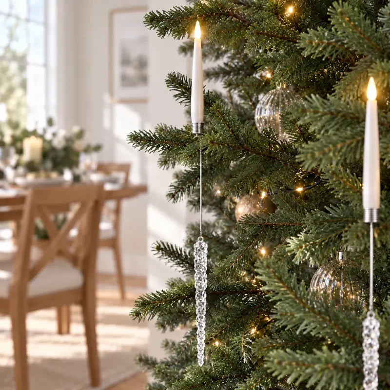 LED Christmas Tree Candles with Flickering Flame and Hanging Ornaments for Holiday Lighting - Image 13
