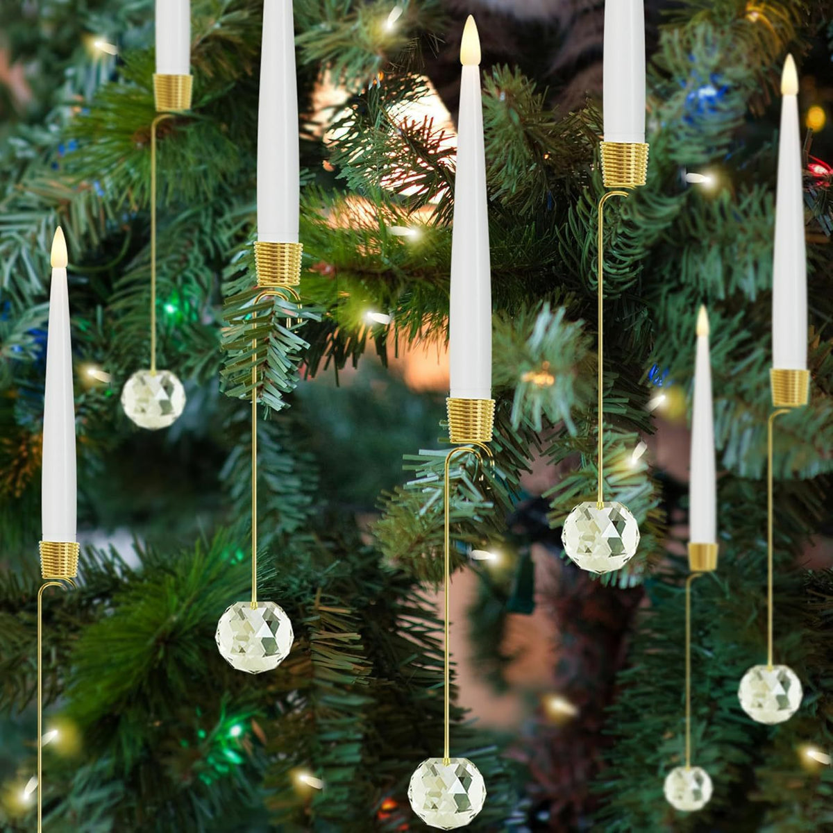 LED Christmas Tree Candles with Flickering Flame and Hanging Ornaments for Holiday Lighting - Image 16