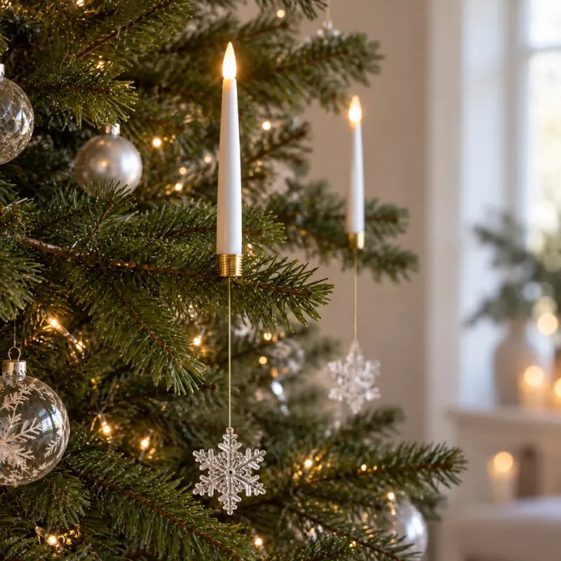 LED Christmas Tree Candles with Flickering Flame and Hanging Ornaments for Holiday Lighting - Image 3