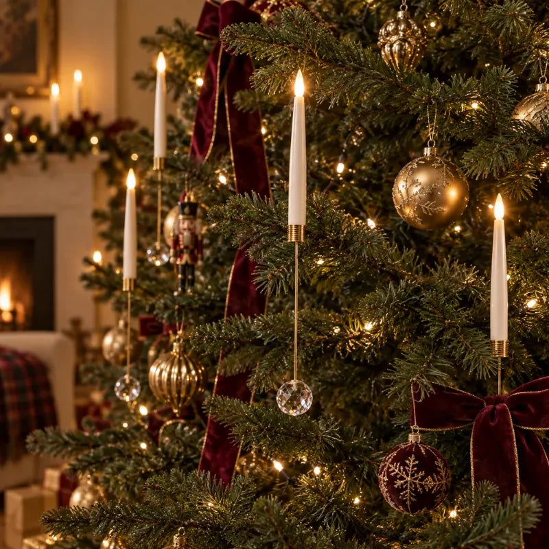 LED Christmas Tree Candles with Flickering Flame and Hanging Ornaments for Holiday Lighting - Image 5