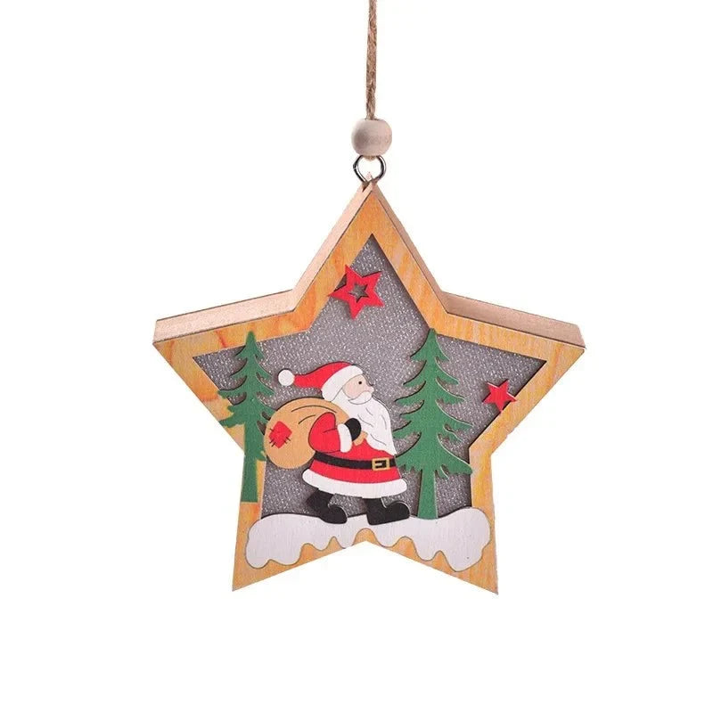 LED Light Up Christmas Ornaments with Wooden Laser-Cut Design and Warm Glow - Image 5
