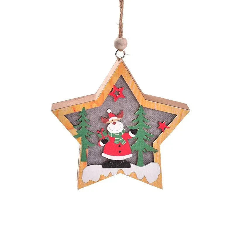 LED Light Up Christmas Ornaments with Wooden Laser-Cut Design and Warm Glow - Image 6