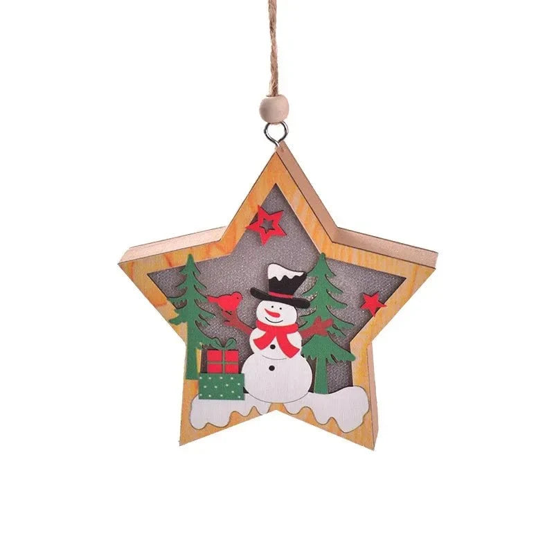LED Light Up Christmas Ornaments with Wooden Laser-Cut Design and Warm Glow - Image 7