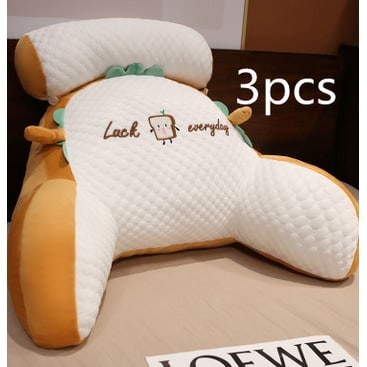 Lumbar Support Pillow with Reading Backrest Armrests and Detachable Neck Roll for Bed - Image 62