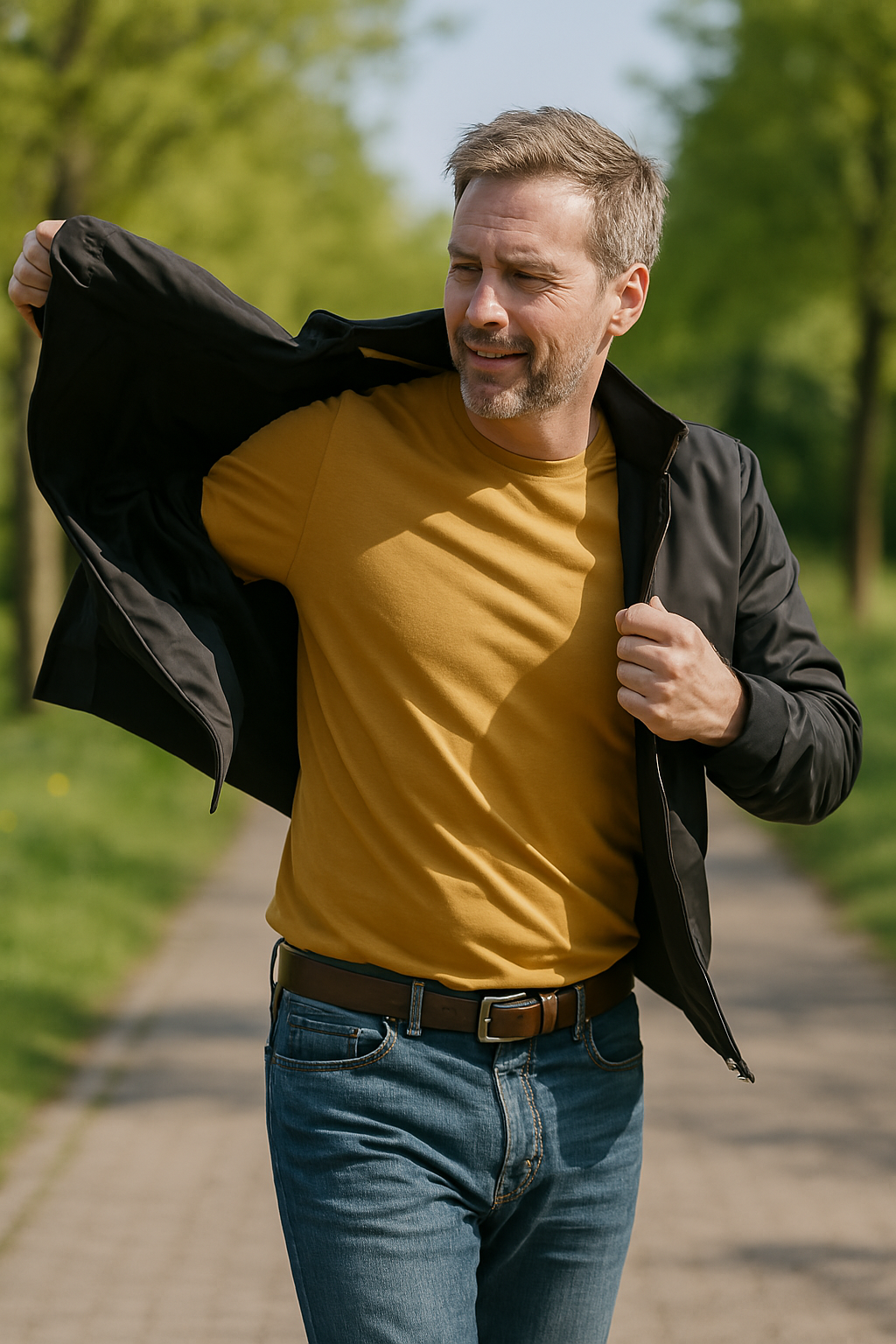 Men's Bomber Jacket Lightweight with Stand Collar and Ribbed Cuffs for Spring - Image 3