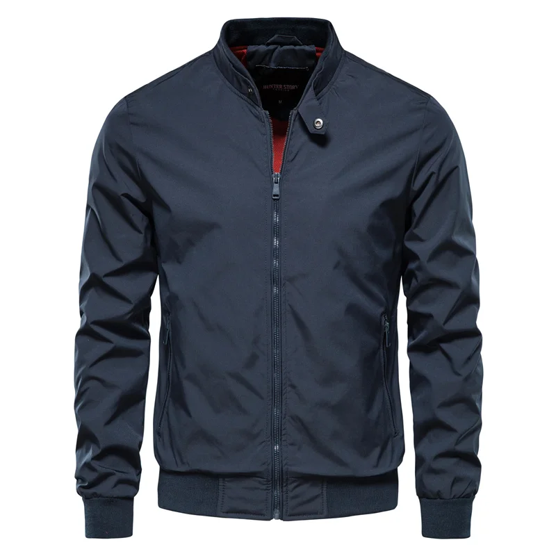 Men's Bomber Jacket Lightweight with Stand Collar and Ribbed Cuffs for Spring - Image 6