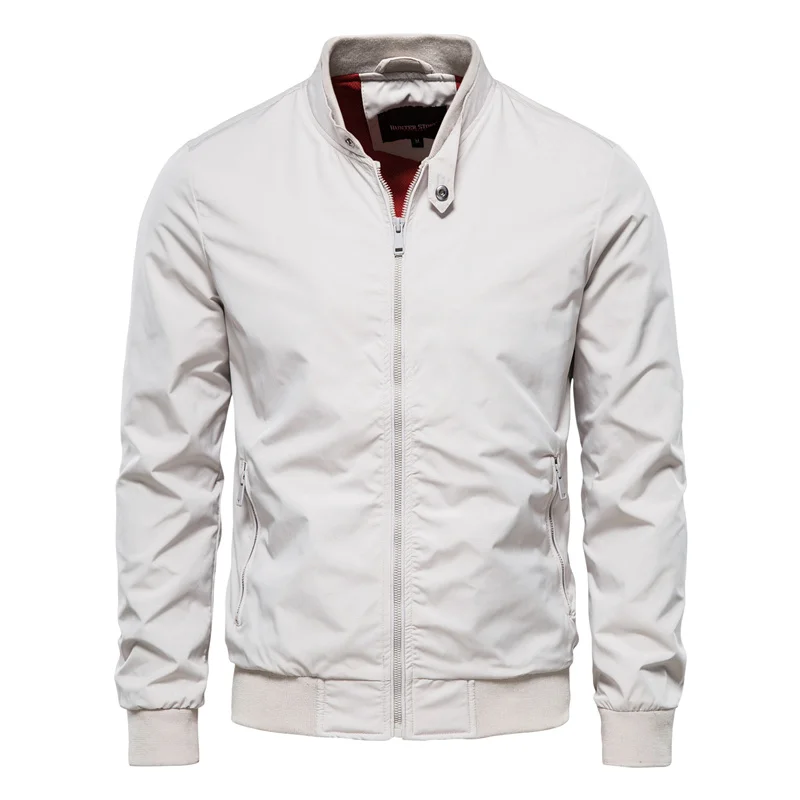 Men's Bomber Jacket Lightweight with Stand Collar and Ribbed Cuffs for Spring - Image 7