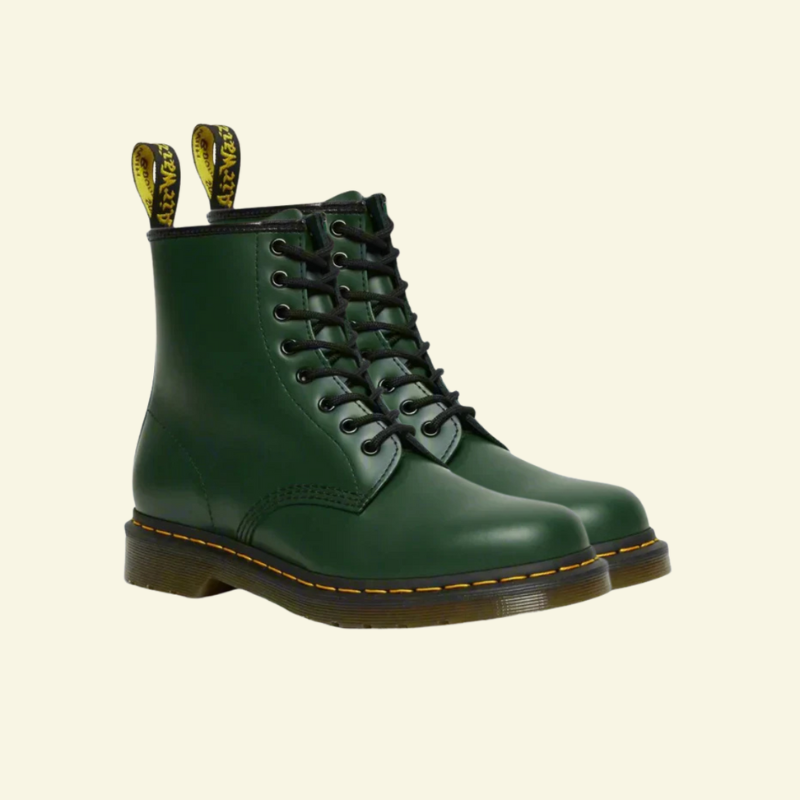 Men's Combat Boots Lace-Up Ankle with Yellow Welt Stitching and Leather Upper - Image 2