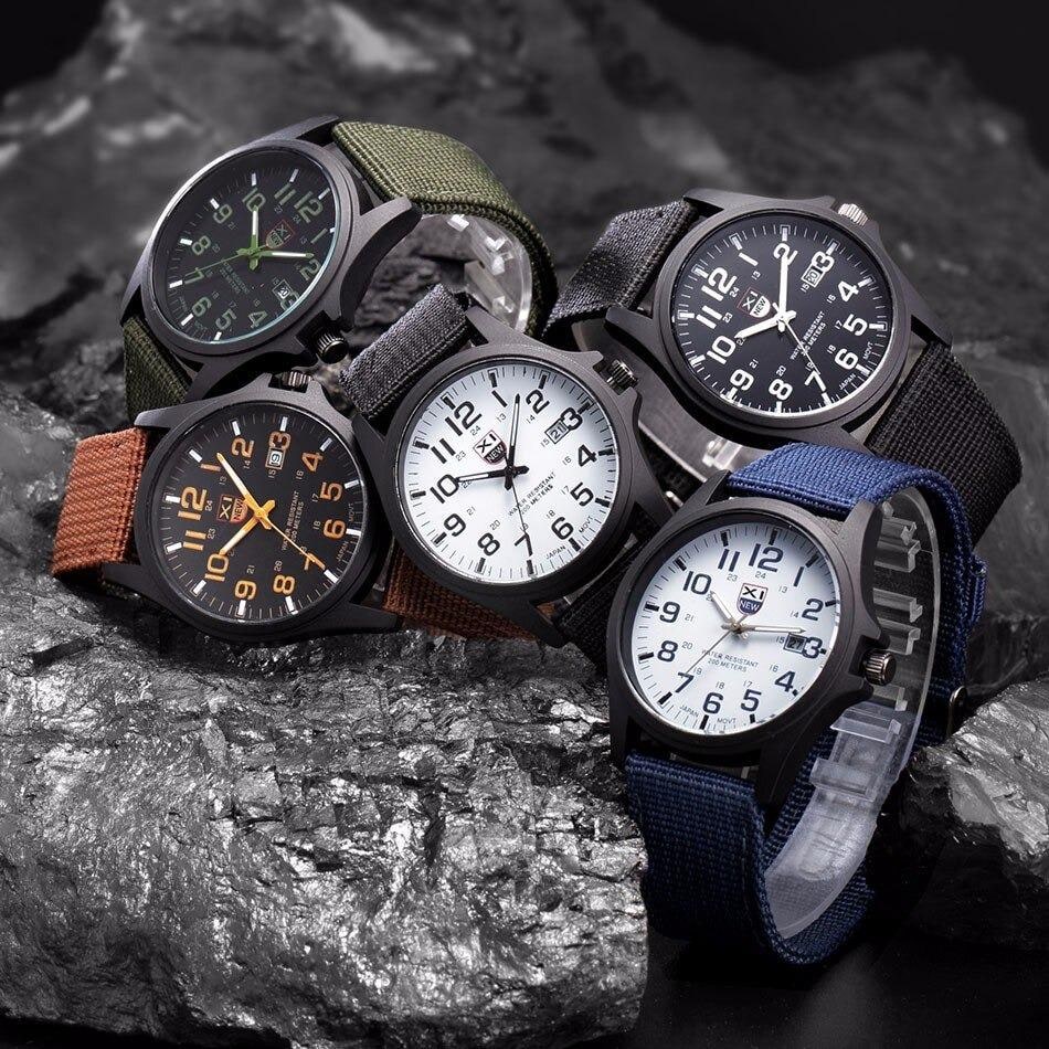 Men's Field Watch with Tactical Analog Display and Woven Nylon Nato Strap - Image 9