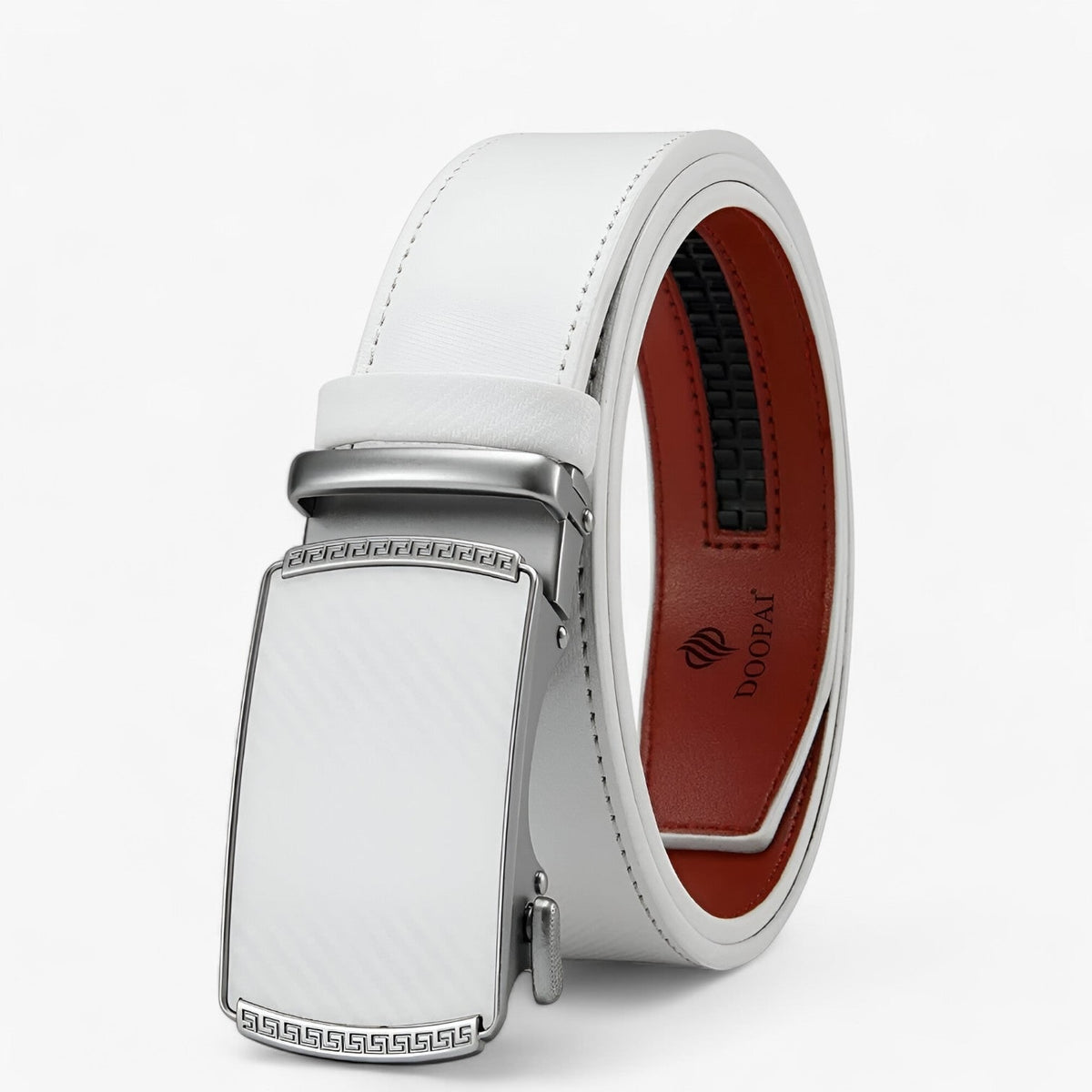 Men's Ratchet Belt with Automatic Buckle and Textured Leather Strap - Image 7