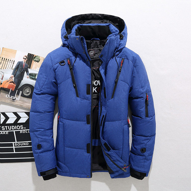 Men's Winter Jacket with Quilted Puffer Design and Adjustable Hooded Collar - Image 8