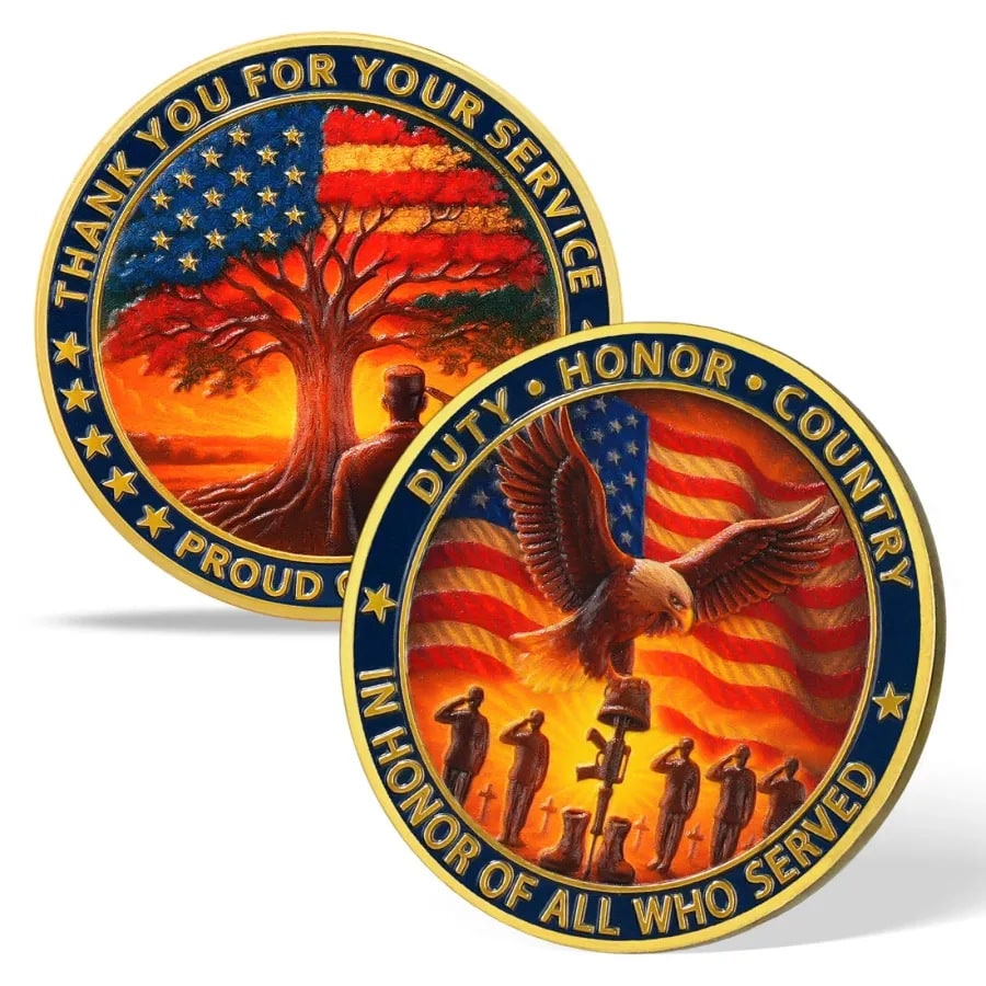 Military Challenge Coin with Double-Sided Patriotic Eagle and Battlefield Cross Design - Image 4