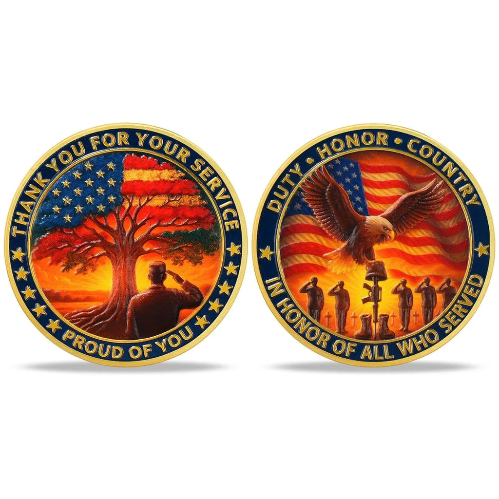 Military Challenge Coin with Double-Sided Patriotic Eagle and Battlefield Cross Design - Image 5