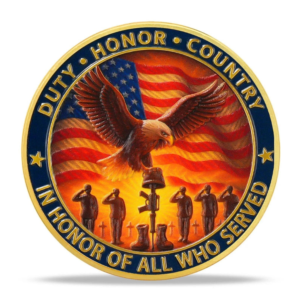 Military Challenge Coin with Double-Sided Patriotic Eagle and Battlefield Cross Design - Image 6