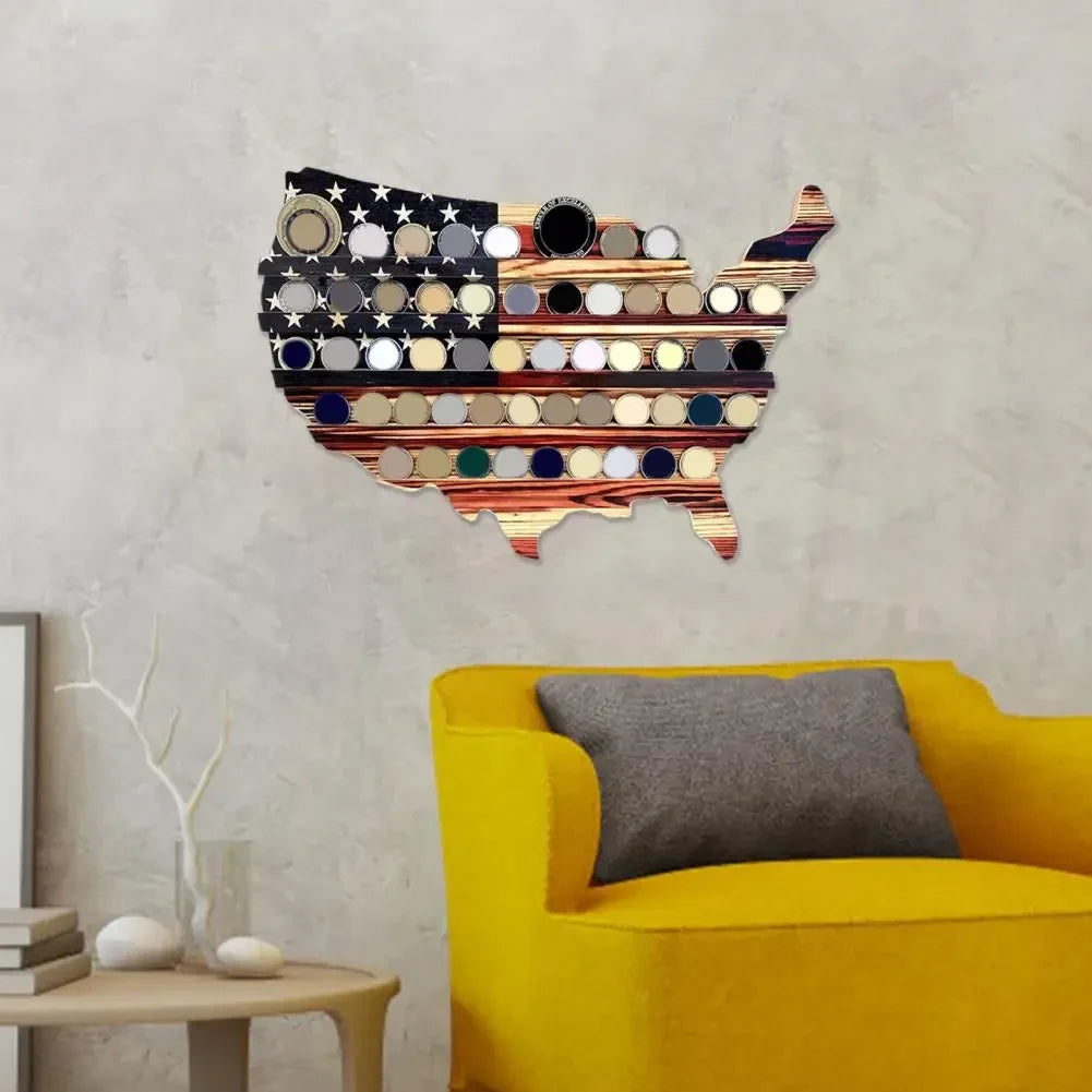 Military Coin Display Rack with Usa Map and American Flag Design for Challenge - Image 5