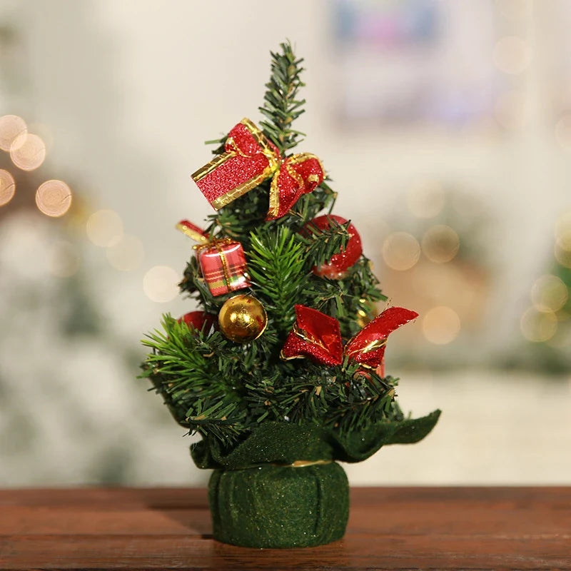 Mini Christmas Tree Tabletop Artificial with Ornaments and Poinsettia Topper - Image 10
