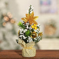 Mini Christmas Tree Tabletop Artificial with Ornaments and Poinsettia Topper - Image 4