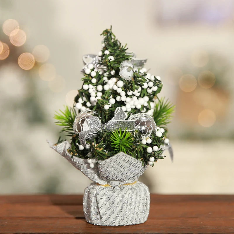 Mini Christmas Tree Tabletop Artificial with Ornaments and Poinsettia Topper - Image 6