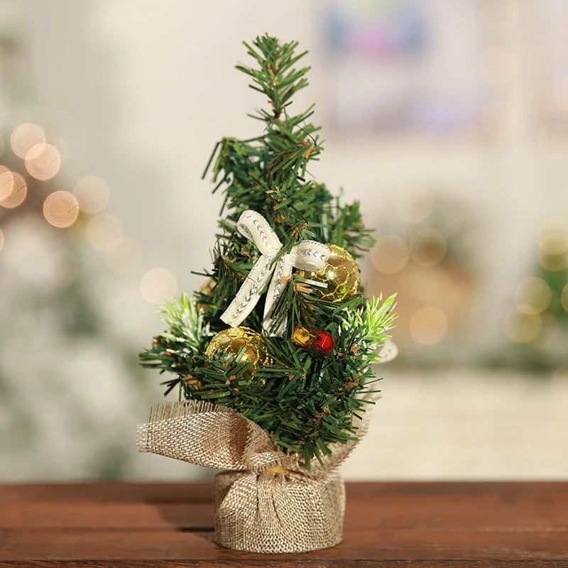 Mini Christmas Tree Tabletop Artificial with Ornaments and Poinsettia Topper - Image 7