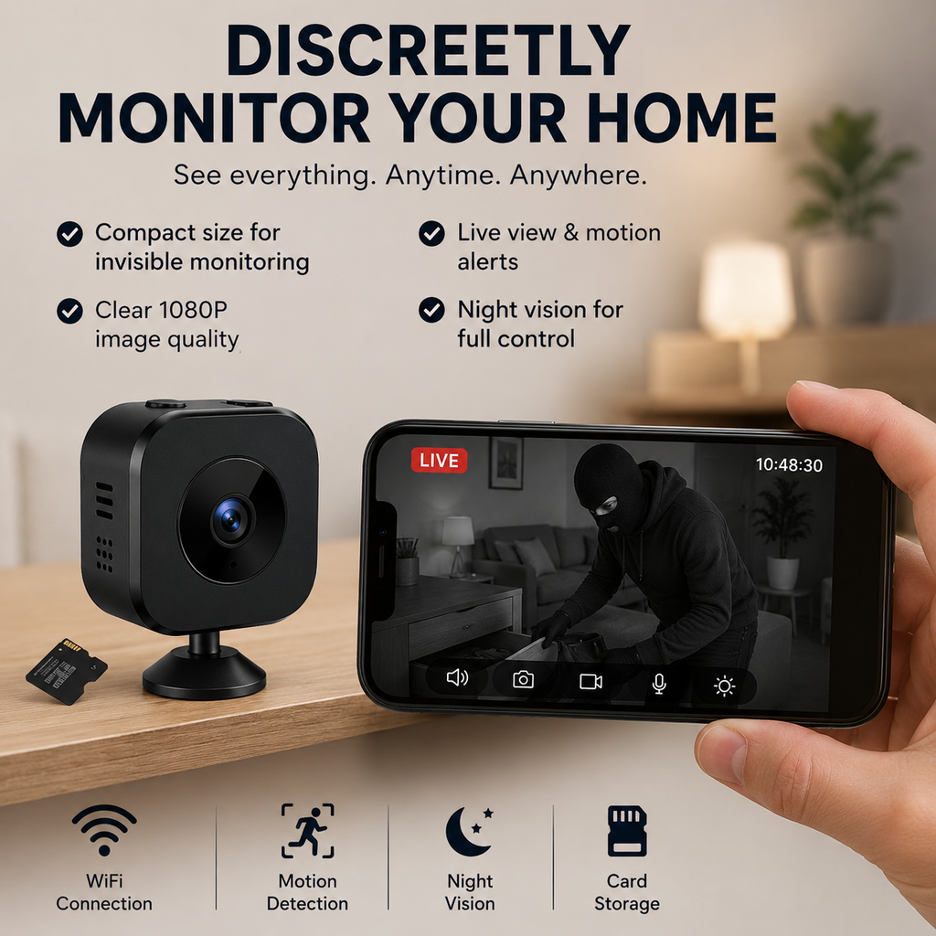 Mini Security Camera with Magnetic Stand Compact WIFI Remote Monitoring and Rechargeable Battery - Image 1