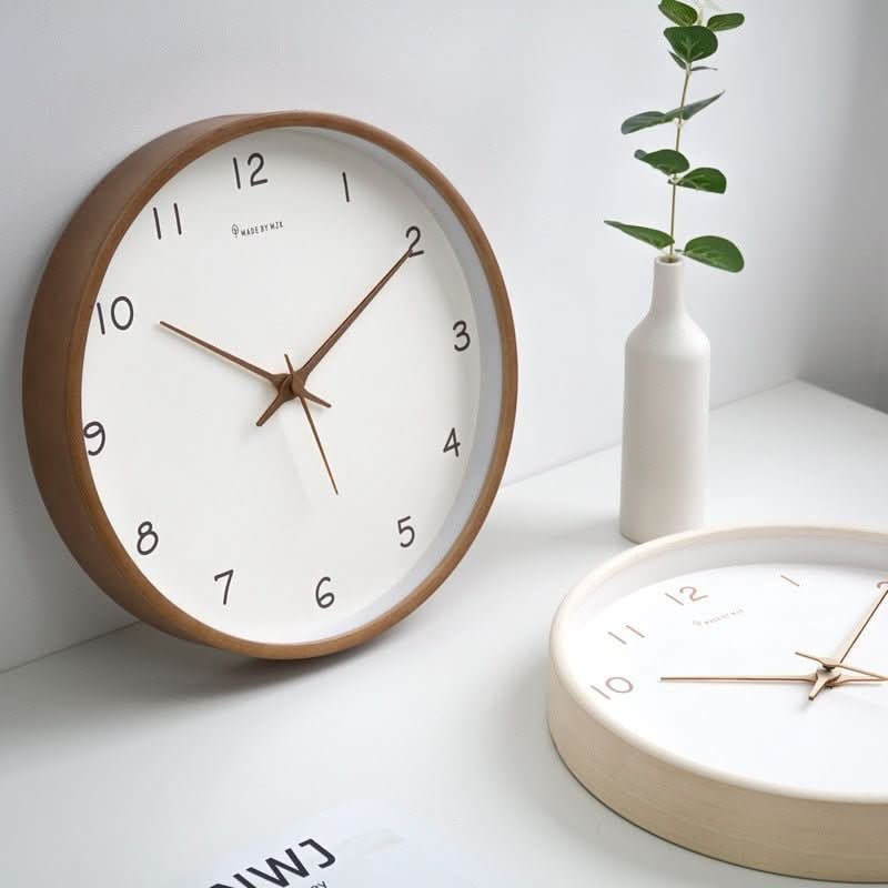Minimalist Wooden Wall Clock with Silent Analog Movement and Arabic Numerals - Image 2
