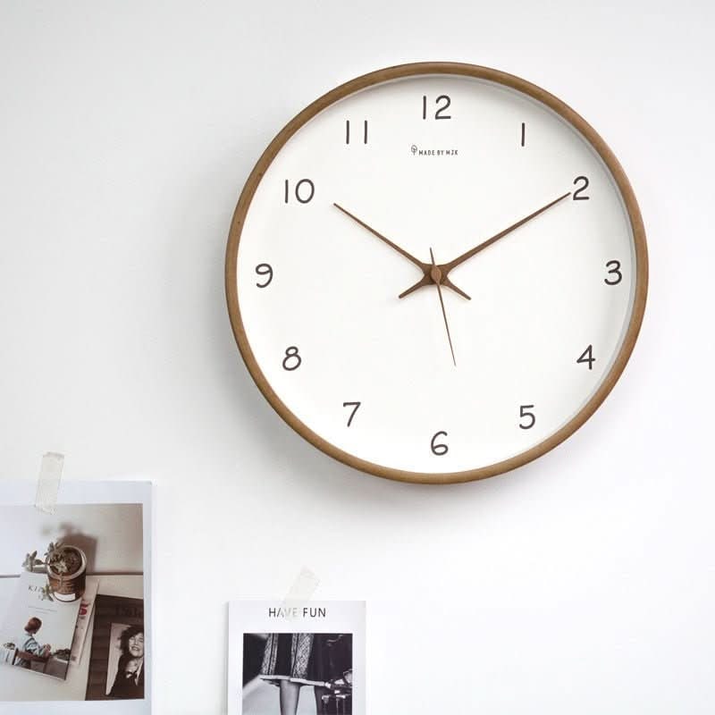 Minimalist Wooden Wall Clock with Silent Analog Movement and Arabic Numerals - Image 5