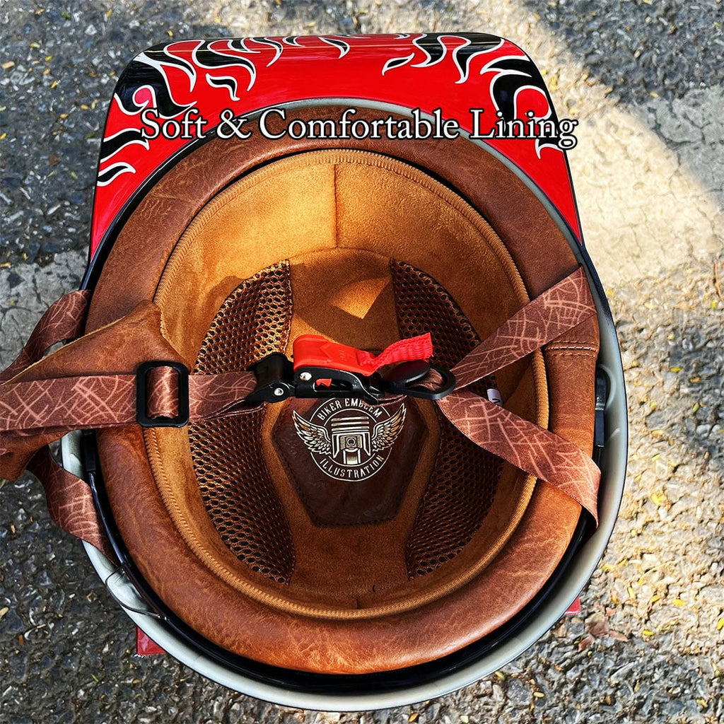 Motorcycle Half Helmet with Retro Visor Quick Release Strap and Removable Sun Shield - Image 10