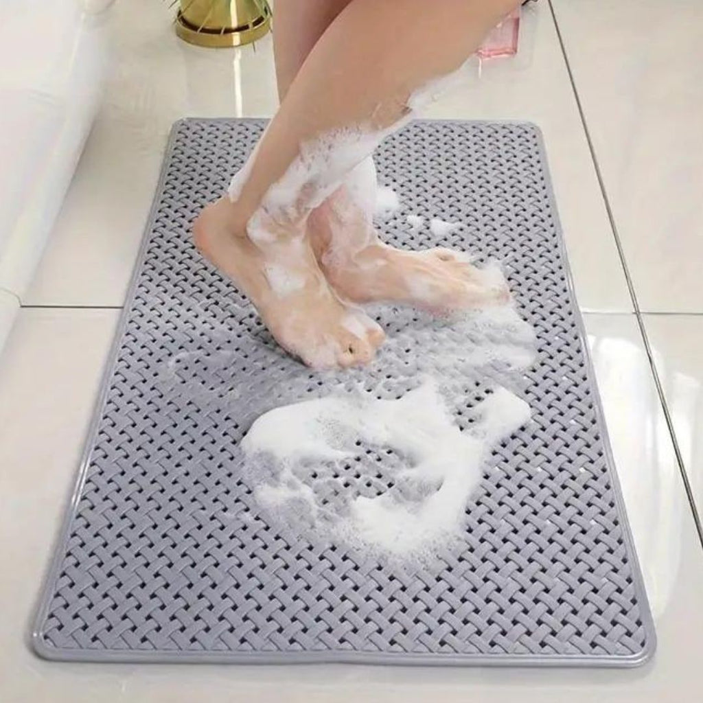 Non-Slip Bath Mat with Suction Cups and Basketweave Texture for Bathtub - Image 4