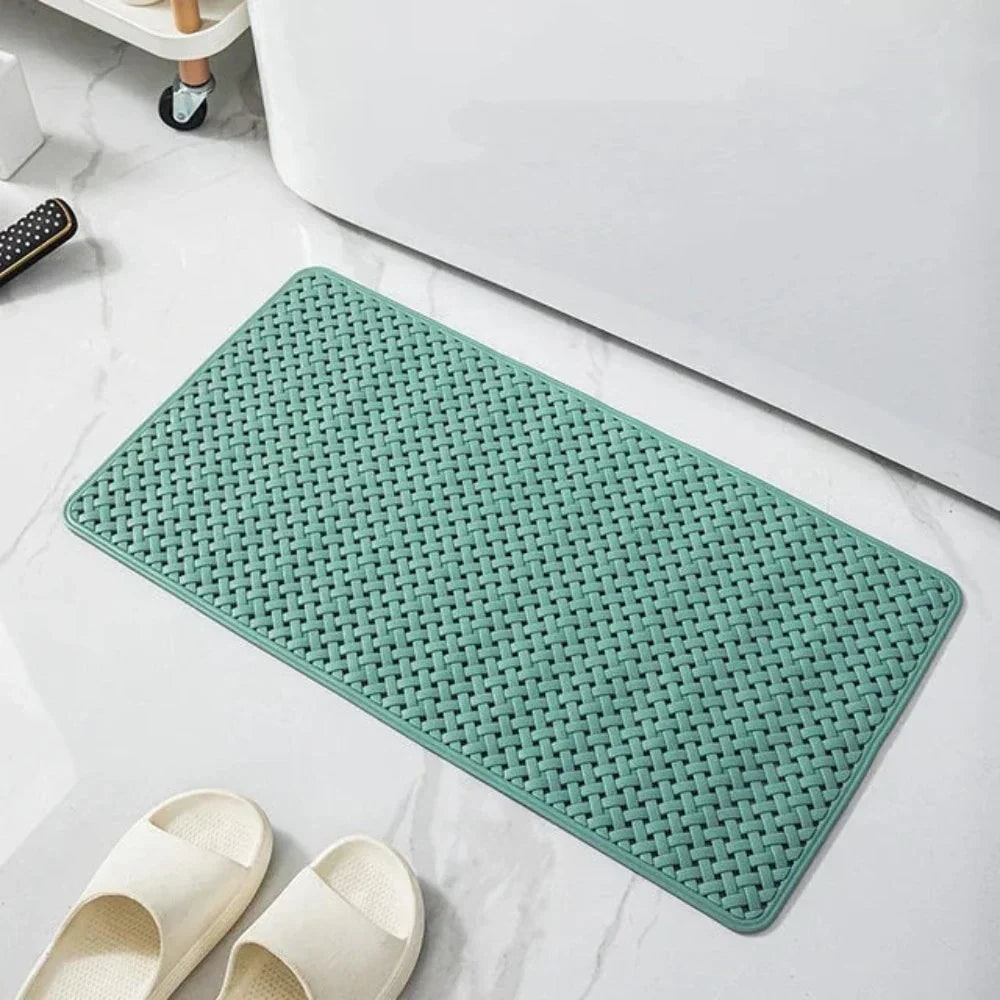 Non-Slip Bath Mat with Suction Cups and Basketweave Texture for Bathtub - Image 9