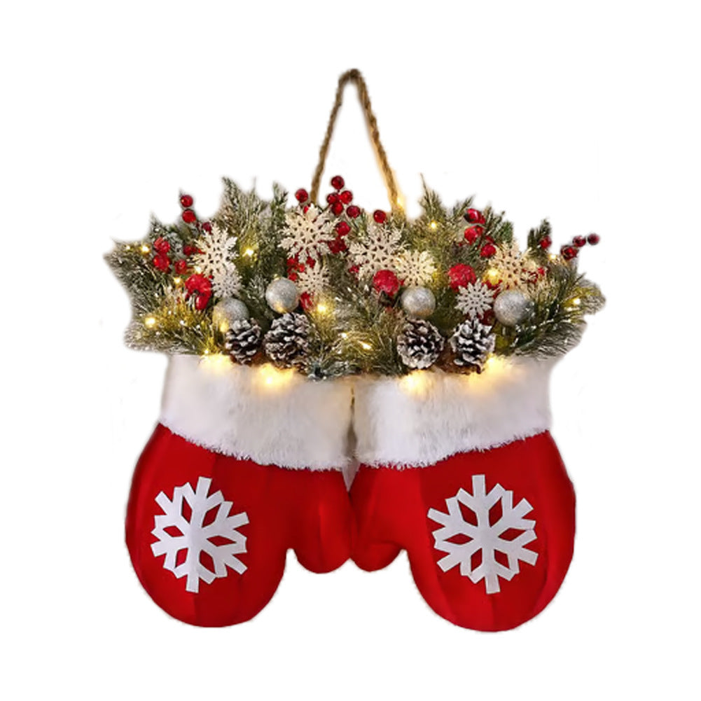 Outdoor Christmas Lights Door Hanger with LED Mitten Shape and Faux Greenery - Image 8