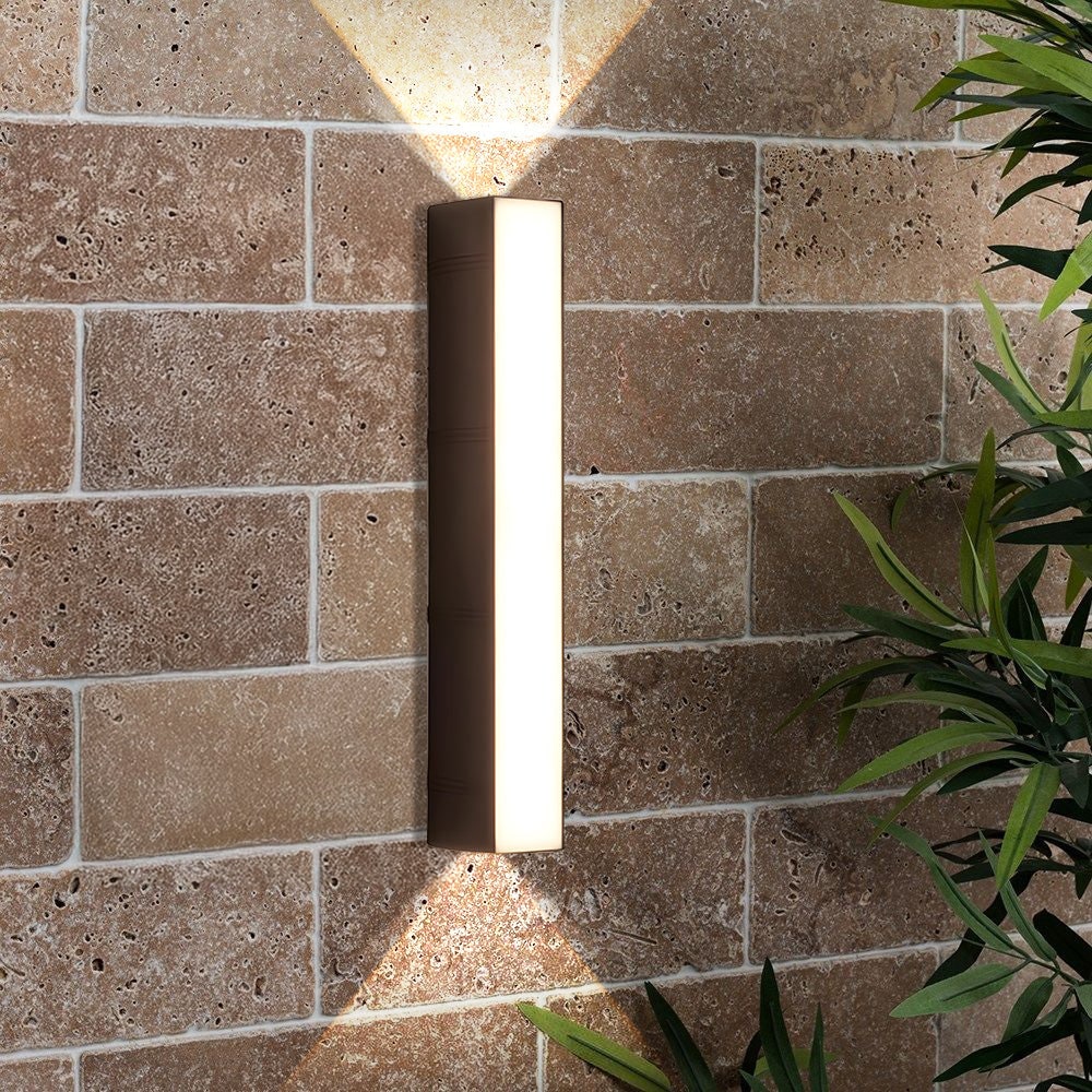 Outdoor Wall Sconce LED Lamp with Up Down Lighting and Matte Black Metal Housing - Image 1