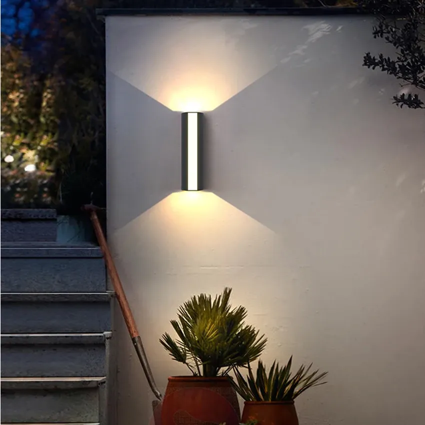 Outdoor Wall Sconce LED Lamp with Up Down Lighting and Matte Black Metal Housing - Image 4