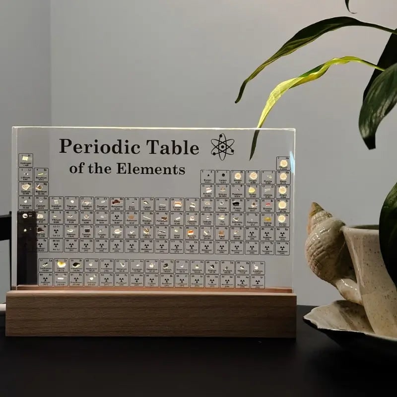 Periodic Table with Charges and Atomic Mass LED Display with Real Elements Acrylic Block - Image 3