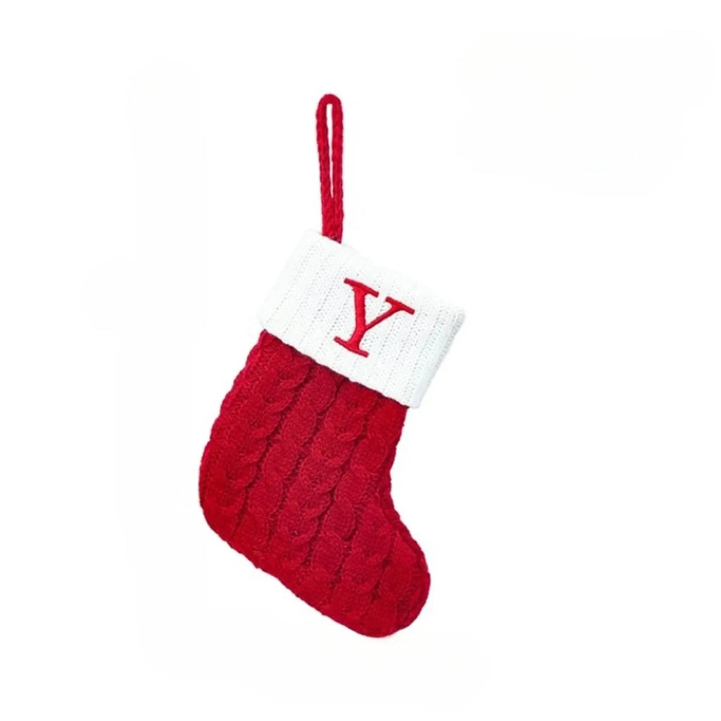 Personalized Mini Christmas Stocking with Cable Knit and Embroidered Initial - Image 16